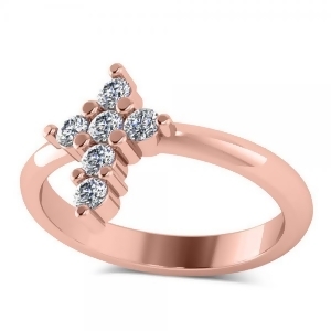 Small Religious Cross Round-Cut Diamond Ring 14k Rose Gold 0.30ct - All