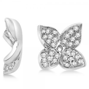 Diamond Butterfly Flower Earring Jackets in 14k White Gold 0.20ct - All