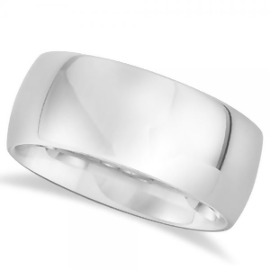 Men's Domed Polished Wedding Ring Band in White Tungsten 10mm - All
