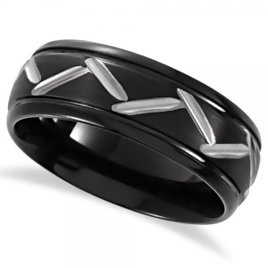 Diamond-cut Grooved and Beveled Wedding Band in Black Pvd Tungsten 8.3mm - All
