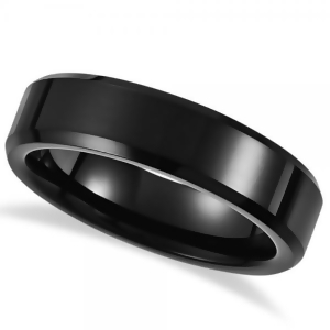 Men's Beveled Wedding Ring Band in Black Pvd Tungsten 6.3mm - All