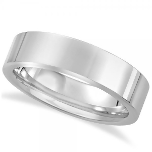 Men's Flat Wedding Ring Band in White Tungsten 6mm - All