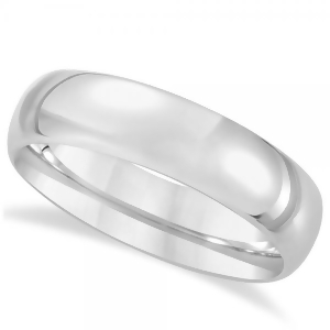Men's Domed Wedding Ring Band in White Tungsten 6mm - All