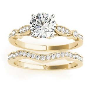 Marquise and Dot Diamond Vintage Bridal Set in 14k Yellow Gold 0.29ct - All