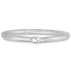 Stackable Mesh Expandable Fashion Bangle Bracelet 14k White Gold - All