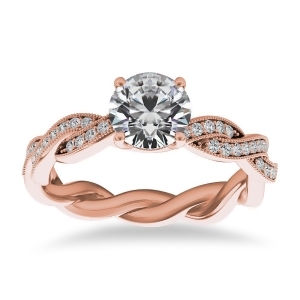 Diamond Infinity Twisted Engagement Ring 14k Rose Gold 0.22ct - All