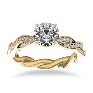 Diamond Infinity Twisted Engagement Ring 14k Yellow Gold 0.22ct - All