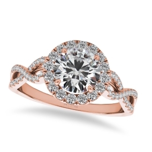Twisted Diamond Halo Engagement Ring 14k Rose Gold 1.50ct - All
