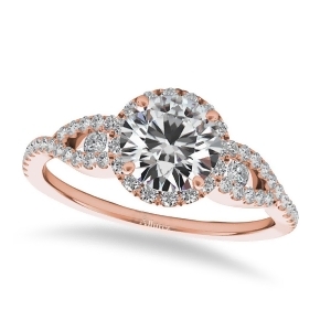Diamond Accented Halo Engagement Ring 14k Rose Gold 1.29ct - All