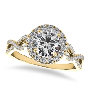 Twisted Diamond Halo Engagement Ring 14k Yellow Gold 1.50ct - All