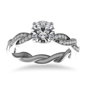 Diamond Infinity Twisted Engagement Ring 14k White Gold 0.22ct - All