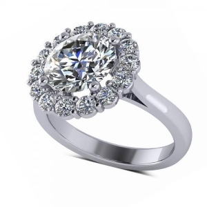 Diamond Accented Halo Engagement Ring in 18k White Gold 3.20ct - All
