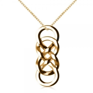 Vertical Double Infinity Pendant Necklace Plain Metal 14k Yellow Gold - All