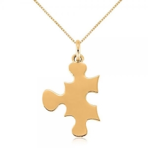 Puzzle Piece Pendant Necklace in Plain Metal 14k Yellow Gold - All
