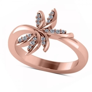 Diamond Accented Palm Tree Fashion Ring in 14k Rose Gold 0.12ct - All