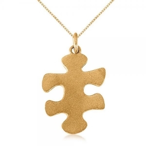 Puzzle Piece Pendant Necklace in Textured 14k Yellow Gold - All