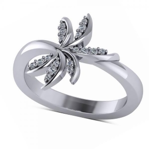 Diamond Accented Palm Tree Fashion Ring in 14k White Gold 0.12ct - All