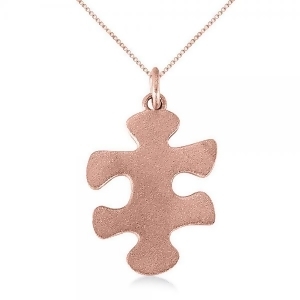 Puzzle Piece Pendant Necklace in Textured 14k Rose Gold - All