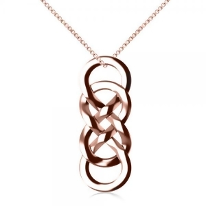 Vertical Double Infinity Pendant Necklace Plain Metal 14k Rose Gold - All