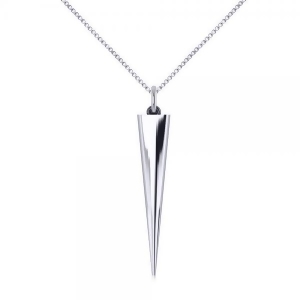 Spike Pendant Necklace in Plain Metal 14k White Gold - All