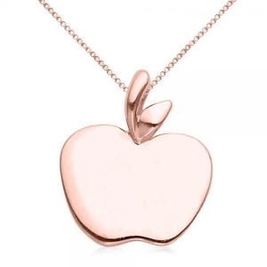 Solid Apple Pendant Necklace in Plain Metal 14k Rose Gold - All