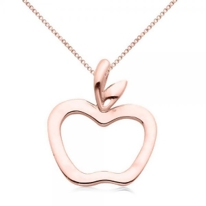 Hollow Apple Pendant Necklace in Plain Metal 14k Rose Gold - All