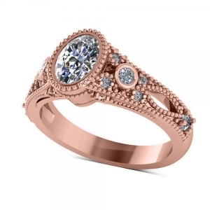 Vintage Style Oval Diamond Engagement Ring 14k Rose Gold 1.80ct - All