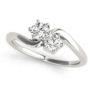 Diamond Solitaire Two Stone Ring 14k White Gold 0.50ct - All