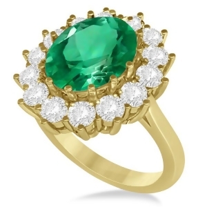 Oval Emerald and Diamond Ring 14k Yellow Gold 5.40ctw - All
