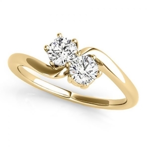 Diamond Solitaire Two Stone Ring 14k Yellow Gold 0.50ct - All