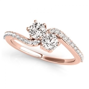 Diamond Accented Twisted Two Stone Ring 14k Rose Gold 1.25ct - All