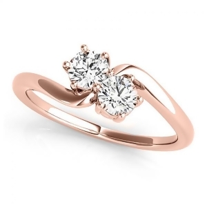 Diamond Solitaire Two Stone Ring 14k Rose Gold 0.50ct - All
