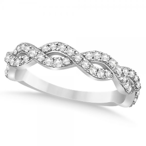 Diamond Twisted Infinity Ring Wedding Band 14k White Gold 0.55ct - All