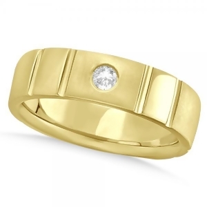 Men's Diamond Solitaire Wedding Ring Band 14k Yellow Gold 7mm 0.12ct - All