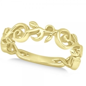 Flower Swirl Wedding Ring Band 14k Yellow Gold - All