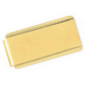 Edged Design Satin Polished Money Clip Plain Metal 14k Yellow Gold - All