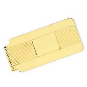 Striped Design Money Clip Plain Metal 14k Yellow Gold - All