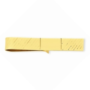 Striped Design Tie Bar Clip Plain Metal 14k Yellow Gold - All