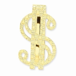 Knitted Design Dollar Sign Money Clip Plain Metal 14k Yellow Gold - All