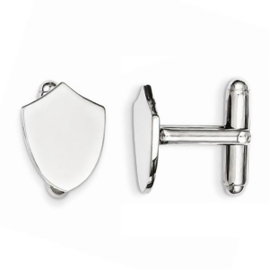Badge Design Cuff Links in Plain Metal Sterling Silver - All