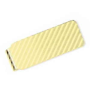 Striped Design Money Clip Plain Metal 14k Yellow Gold - All