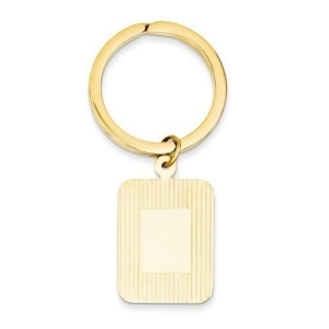 Rectangle Disc Key Ring Plain Metal 14k Yellow Gold - All