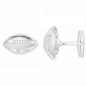 Football Design Cuff Links in Plain Metal Sterling Silver - All