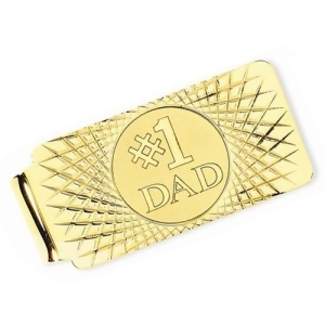 Number One Dad Money Clip Plain Metal 14k Yellow Gold - All