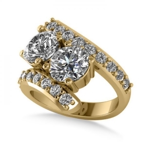 Luxury Diamond Accented Tension Two Stone Ring 14k Yellow Gold 4.00ct - All