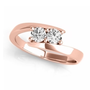 Diamond Solitaire Tension Two Stone Ring 14k Rose Gold 0.12ct - All