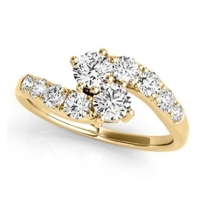 Diamond Accented Contoured Two Stone Ring 14k Yellow Gold 1.25ct - All