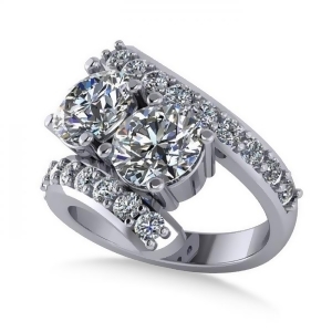 Luxury Diamond Accented Tension Two Stone Ring 14k White Gold 4.00ct - All