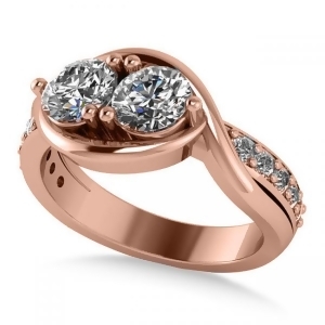 Diamond Accented Bypass Two Stone Ring 14k Rose Gold 1.50ct - All