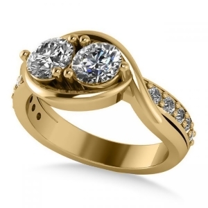 Diamond Accented Bypass Two Stone Ring 14k Yellow Gold 1.50ct - All